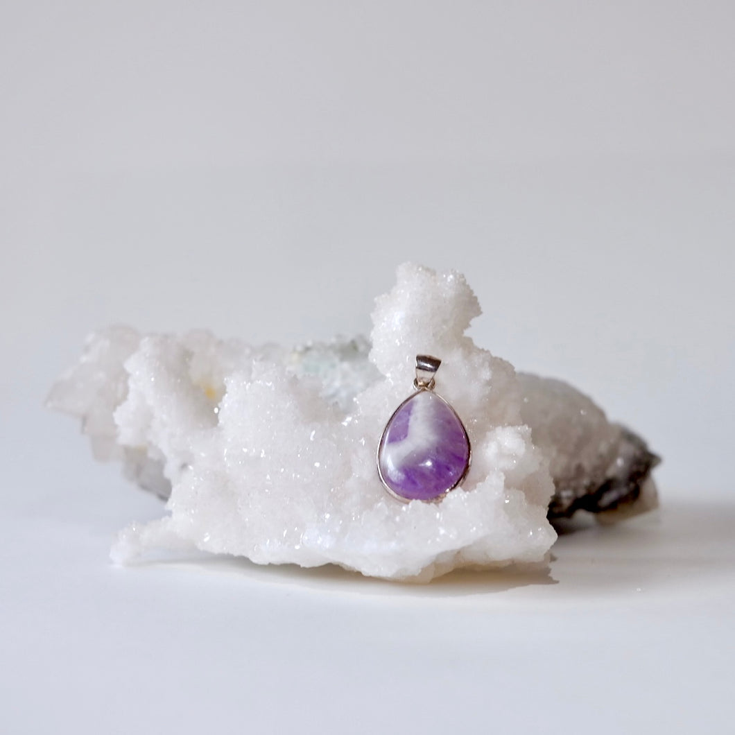 Chevron Amethyst Sterling Silver Pendant