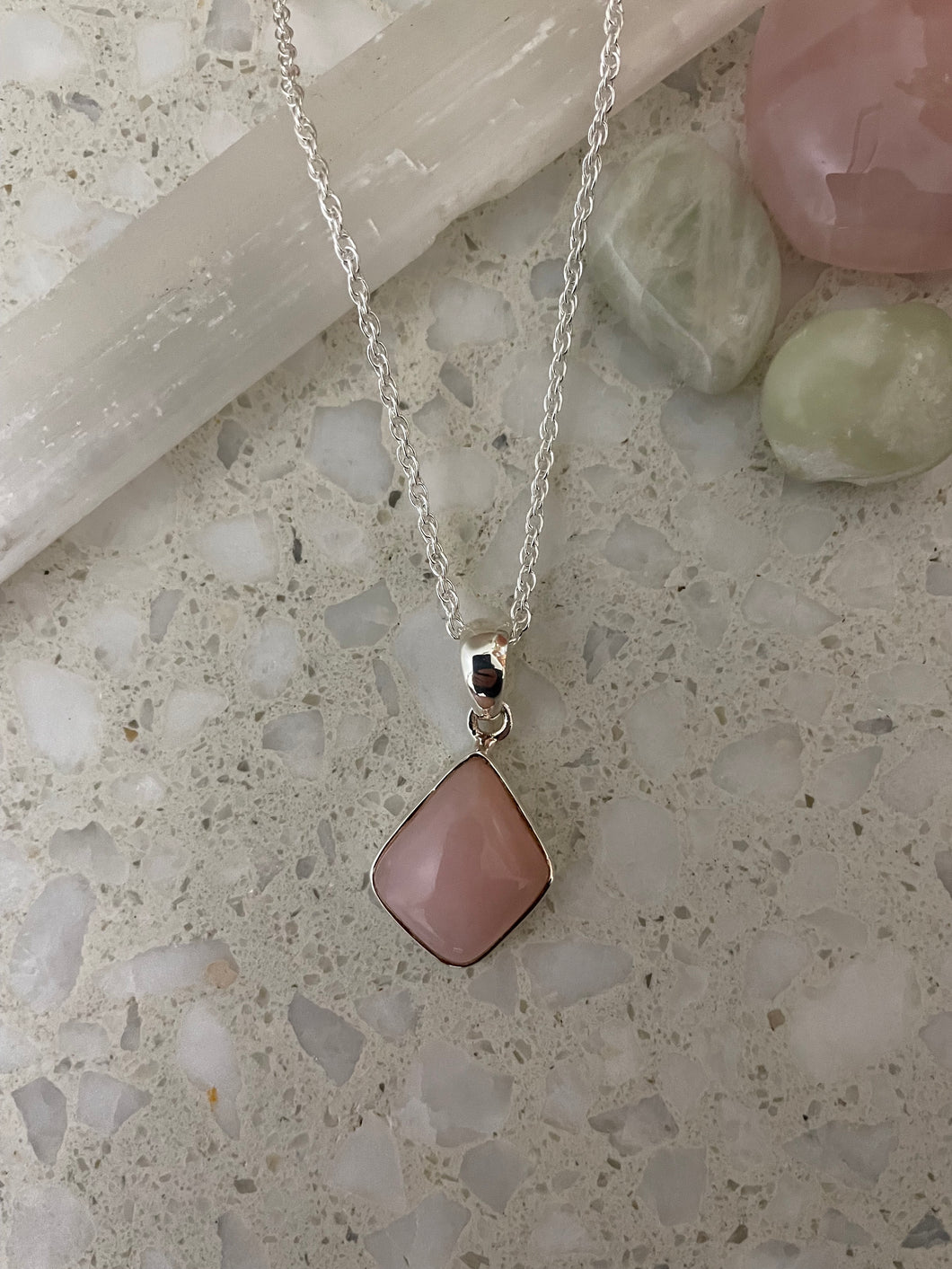 Pink Opal Sterling Silver Pendant