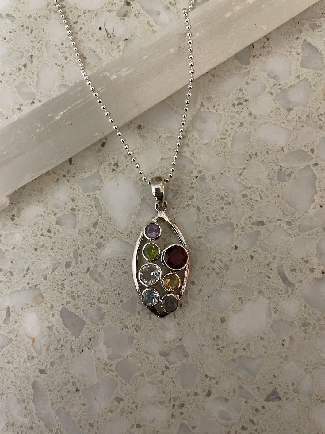 Chakra Gems Sterling Silver Pendant