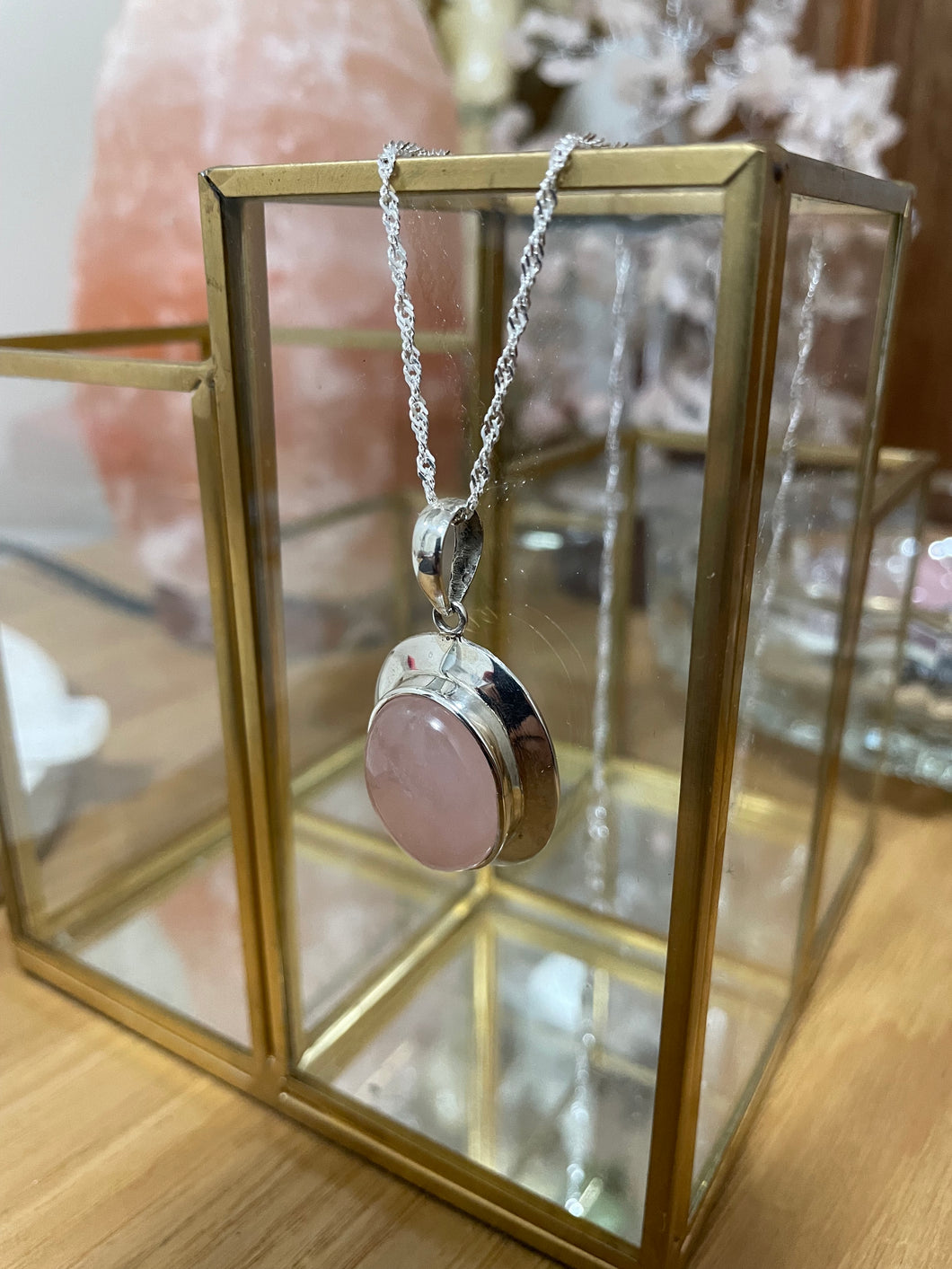 Rose Quartz Sterling Silver Pendant