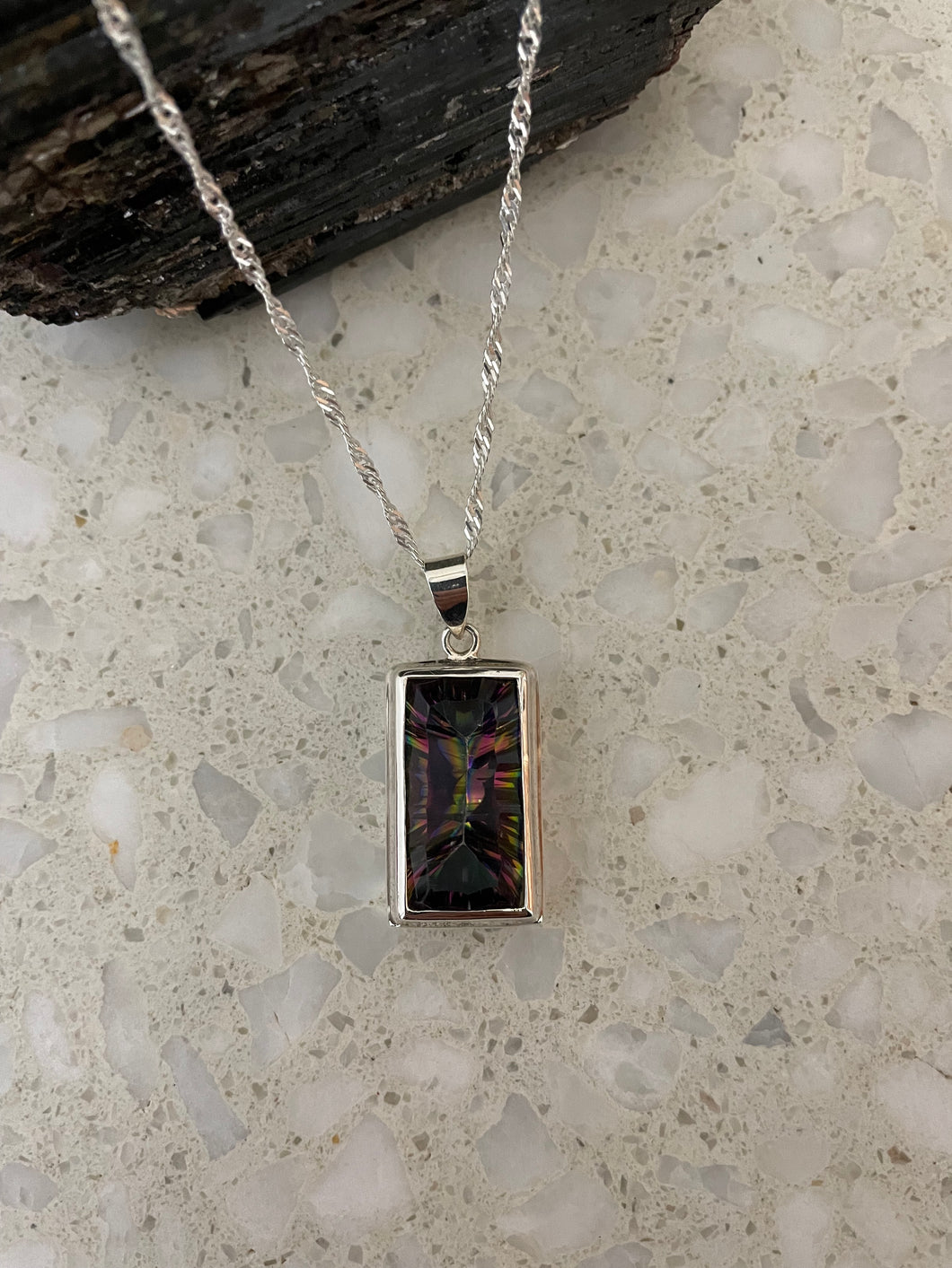 Mystic Topaz Sterling Silver Pendant